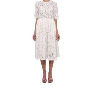 Ganni White Lace Midi Dress
